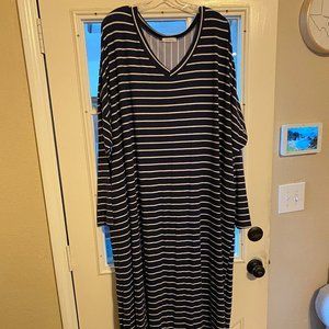 Blue and white stripped maxi dress
